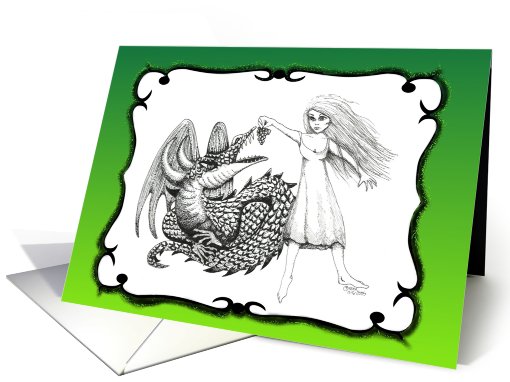 Fair Maiden Holding Cluster of Grapes for Winged Dragon GREEN card