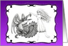 Fair Maiden Holding Cluster of Grapes for Winged Dragon PURPLE VIOLET LAVENDER card