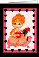 I Heart Love You Valentine Girl Little Miss Muffet and Spider card