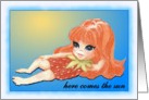 Here Comes the Sun Flirtacious Strawberry Girl card