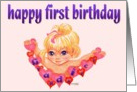 Happy (hearts) First Birthday Grandniece card