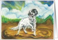 English Springer Spaniel or Mixed Breed Dog Canine Fine Art Blank Card