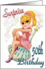 Surprise Party 50th Birthday Female Genie Geni Girl Bottle Lamp Invitation or Card