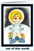 Out of This World Outer Space Girl Birthday Card