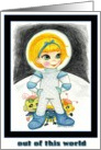 Out of This World Outer Space Girl Birthday Card