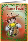 Happy Holidays Buone Feste Italian Bee Honey Bee Accordion Player card