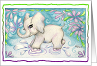 Elephant Making A Splash Baby Shower or Birth Announcement card