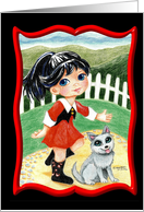 Rodeo Cowgirl Husky Dog Country Farm White Picket Fence Hills Ranch card