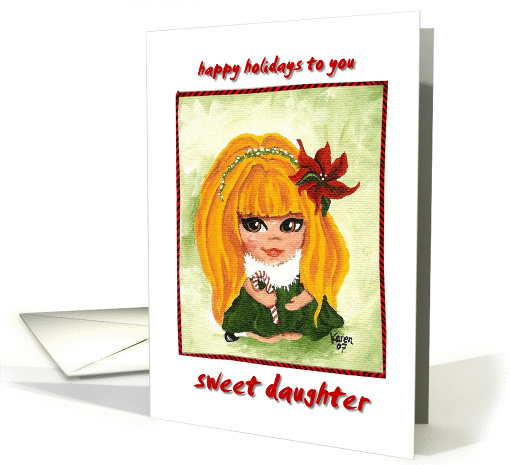 Happy Holidays Christmas Birthday Daughter Candy Cane Poinsettia card