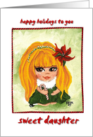 Happy Holidays Christmas Birthday Daughter Candy Cane Poinsettia card
