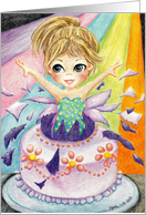 Girl Jumping Out of Magic Surprise Party Cake card