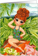 Bon Voyage Tropical Girl on Relaxing Vacation card