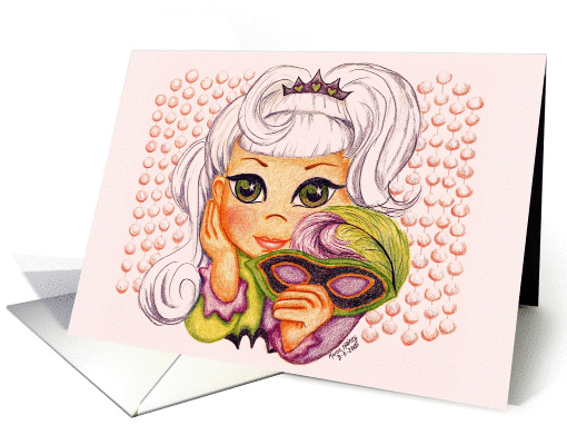 Mardi Gras Cinderella Feather Mask Masquerade Princess card (97141)