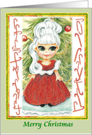 Merry Christmas Red Dress Girl Holiday Greetings card