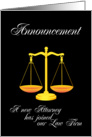 Announcement of a new attorney card