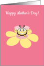 Happy Cartoon Bee on Flower Mother’s Day for Mother card