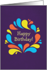 Funky Colorful Swirls Happy Birthday card
