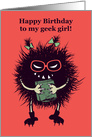 Geek Girl Evil Bug Birthday card