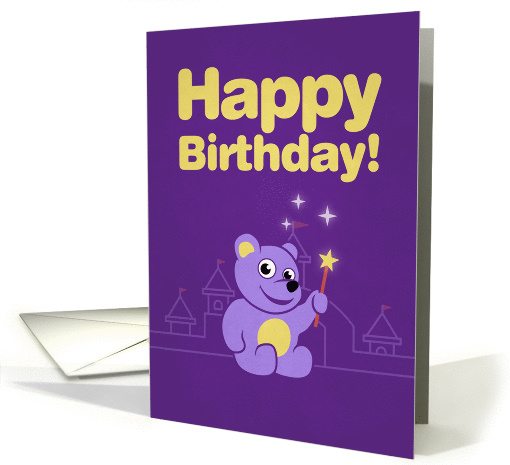 Purple Cartoon Teddy Bear Fairy Birthday card (1023139)
