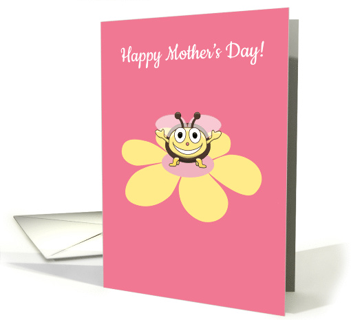 Happy Cartoon Bee on Flower Mother's Day for Mother card (1042051)