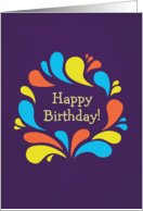 Funky Colorful Swirls Happy Birthday card