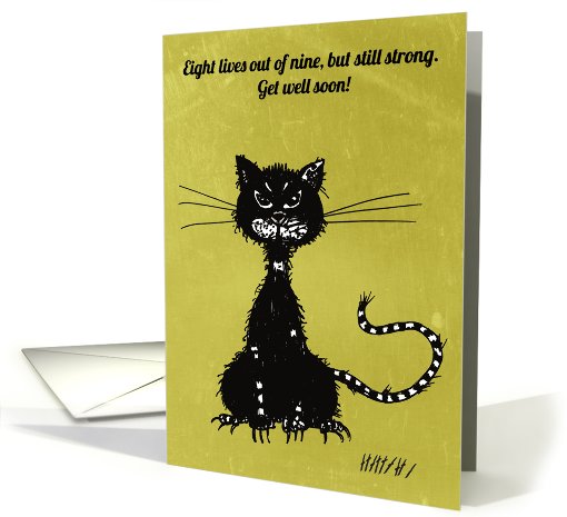 Ragged Black Cat Get Well card (837327)