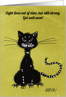 Ragged Black Cat Get Well card