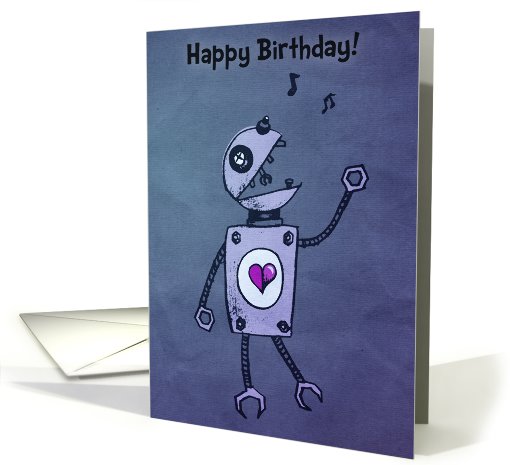 Blue Paper Robot birthday card (877893)