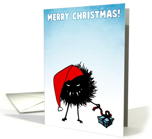 Evil bug with a Christmas present card (877897)