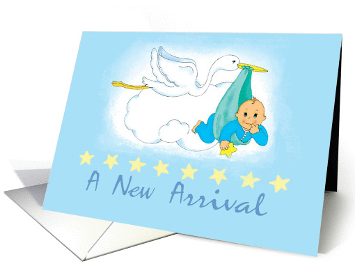 Stork New baby boy card (103211)
