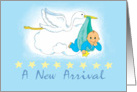 Stork New baby boy card