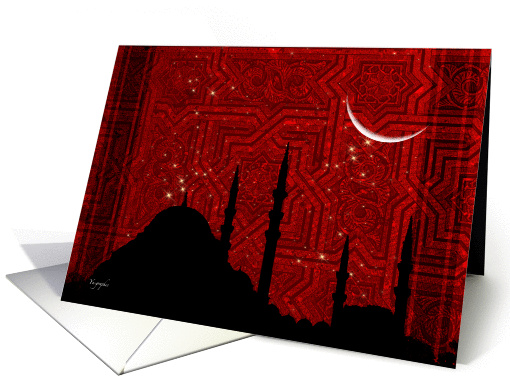 Muslim Greetings - mosque & crescent moon card (143915)