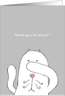 Dsol pour le retard ! - sorry to be late written in french card