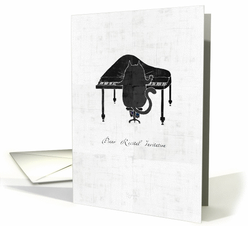 Piano recital cards - cat themed card (158619)
