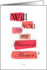 Matron of Honor card - Will you be my Matron of Honor card - wedding graphic design cards. card
