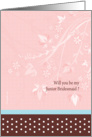 Junior Bridesmaid cards - floral Junior Bridesmaid card