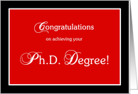 Red and black Ph.D. graduation congratulations card