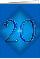 Happy 20th Birthday - Blue diamond card