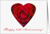 Ruby rose heart - Happy 75th Anniversary card
