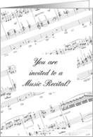 music recital invitation - sheet music card