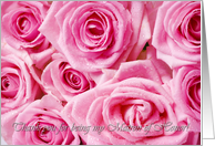 Pink massed roses - thank you to matron of honor card