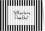 Will you be my page boy - black and white stripes card
