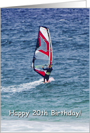 Windsurfer, Happy 20th Birthday card
