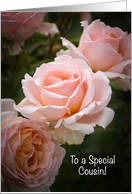 Pale pink roses, Happy Birthday Cousin card
