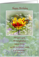 Birthday, Tulip and Butterfly, Religious card