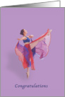 Congratulations, Dance Recital, Ballerina in Red and Blue card