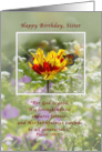 Birthday, Sister, Religious, Tulip and Butterfly card