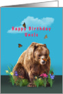 Birthday, Uncle, Bear, Butterflies, and Flowers card