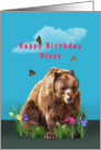 Birthday, Niece, Bear, Butterflies, and Flowers card