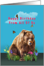Birthday, From All of Us, Bear, Butterflies, and Flowers card